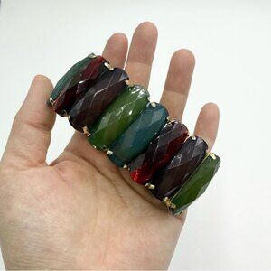 Wide Multicolor Acrylic Stone PanelsStretch Bracelet
